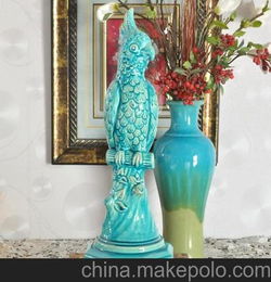 太森陶瓷工艺品 欧式大码鹦鹉摆件 实用装饰礼品原创意家居生活馆